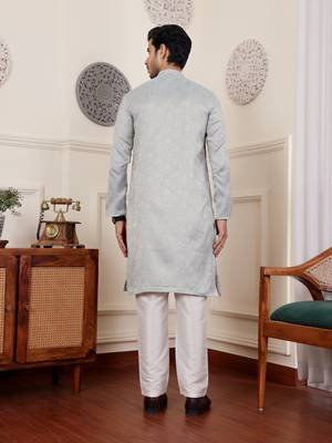 Light blue beautiful wevon wedding ceremonial wear kurta payjama 2