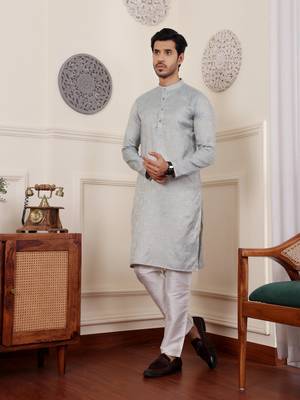 Light blue beautiful wevon wedding ceremonial wear kurta payjama 3
