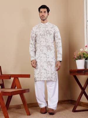Light green tie dye beautiful embroidery work wedding ceremonial wear kurta payjama 1