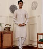 White modal silk fabric partywear wevon designer graceful kurta payjama for men