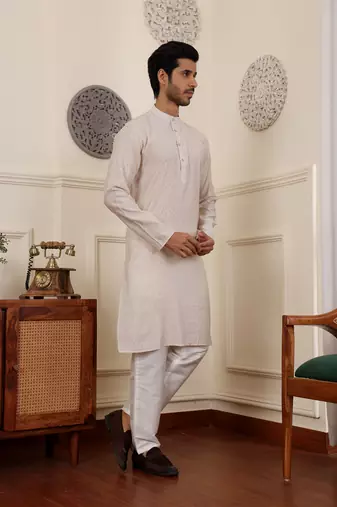 White modal silk fabric partywear wevon graceful kurta payjama for men