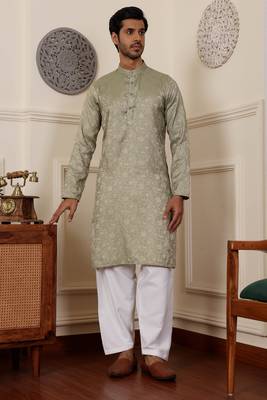 Pista viscosee fabric partywear wevon jacquard work graceful kurta payjama for men 1