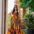 Multy ethnic rayon fabric digital printed long partywear gown