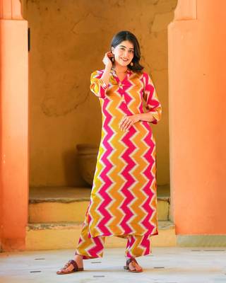 Beautiful multy muslin readymade top bottom set 1