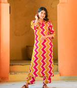 Beautiful multy muslin fabric readymade top bottom set