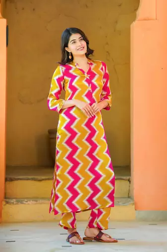 Beautiful multy muslin readymade top bottom set