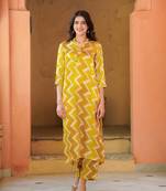 Beautiful mustard muslin fabric readymade top bottom set