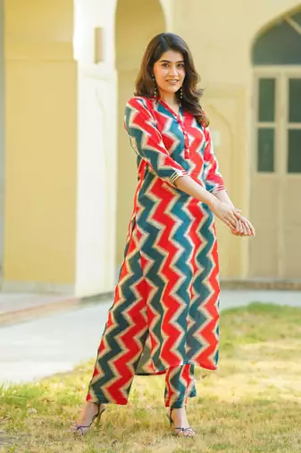 Beautiful multy muslin readymade top bottom set
