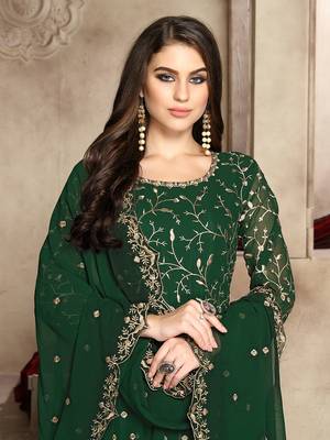 Dark-green embroidered georgette salwar 2