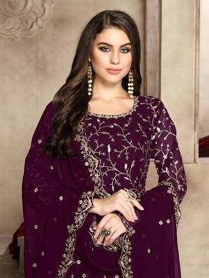 Purple embroidered georgette salwar Kameez 2