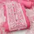 Leeza store women's pink organza all-over white thread embroidery unstitched kurta pant dupatta set dress material