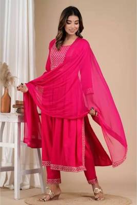Women's rayon designer sequence embroidered designer indi d4 pink kurti set 3