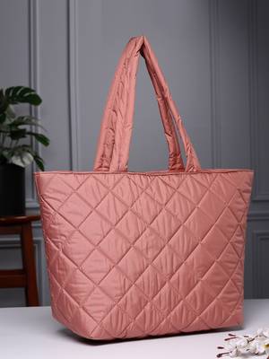 uno coral polyester diamond quilted handheld bag 1