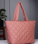uno coral polyester diamond quilted handheld bag