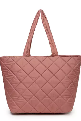 uno coral polyester diamond quilted handheld bag