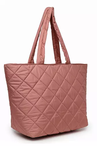 uno coral polyester diamond quilted handheld bag