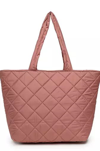 uno coral polyester diamond quilted handheld bag