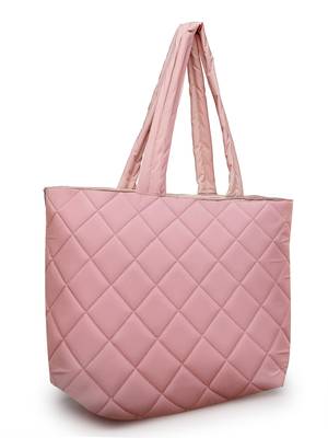 uno baby pink polyester diamond quilted handheld bag 5