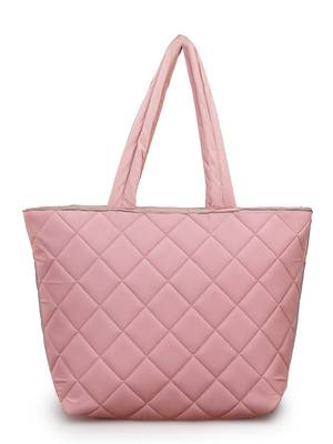 uno baby pink polyester diamond quilted handheld bag 6