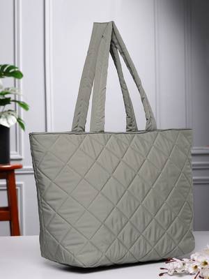 uno sage green polyester diamond quilted handheld bag 1