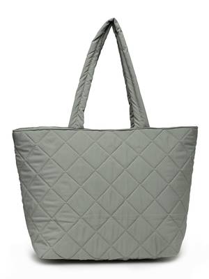 uno sage green polyester diamond quilted handheld bag 4