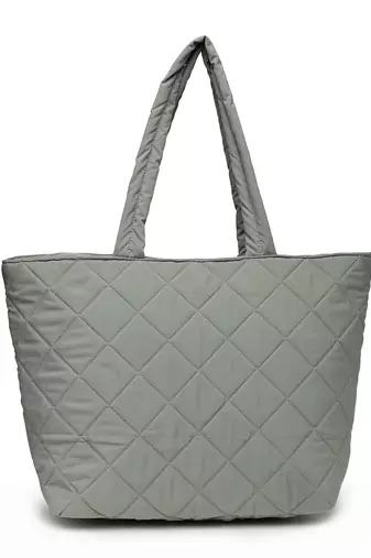 uno sage green polyester diamond quilted handheld bag
