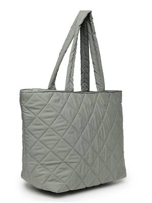 uno sage green polyester diamond quilted handheld bag 5