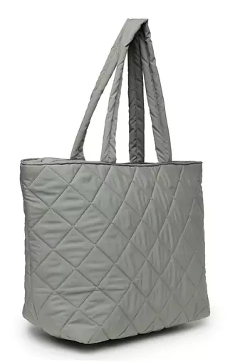 uno sage green polyester diamond quilted handheld bag