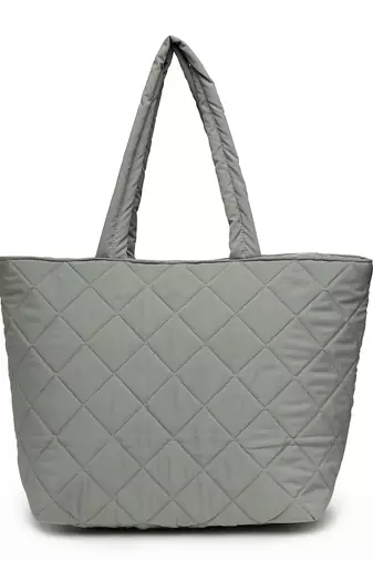 uno sage green polyester diamond quilted handheld bag