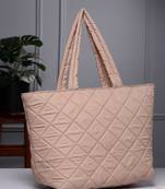 uno tan polyester diamond quilted handheld bag