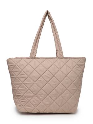 uno tan polyester diamond quilted handheld bag 4