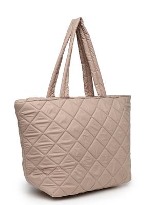 uno tan polyester diamond quilted handheld bag 5