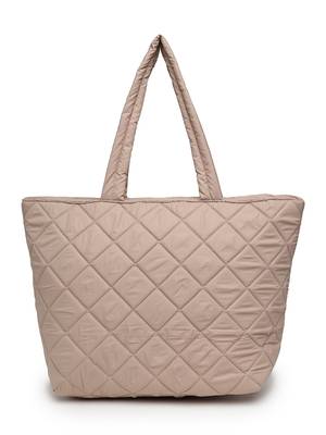 uno tan polyester diamond quilted handheld bag 6