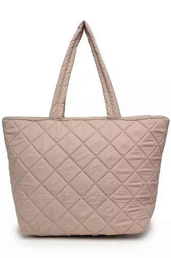 uno tan polyester diamond quilted handheld bag