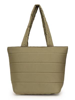uno olive green polyester striped quilted handheld bag 6
