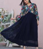 Blue georgette printed embroidery dresses