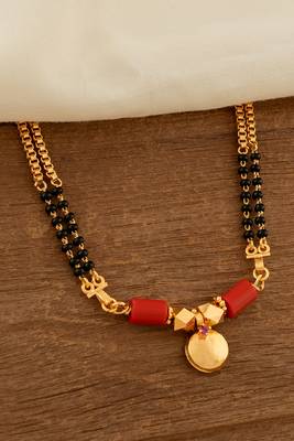 Long double line mangalsutra with single vati one gram gold 1