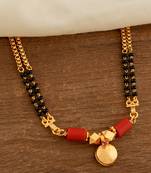 Long double line mangalsutra with single vati one gram gold