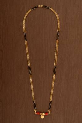 Long double line mangalsutra with single vati one gram gold 2
