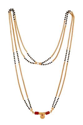 Long double line mangalsutra with single vati one gram gold 3