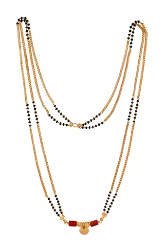 Long double line mangalsutra with single vati one gram gold
