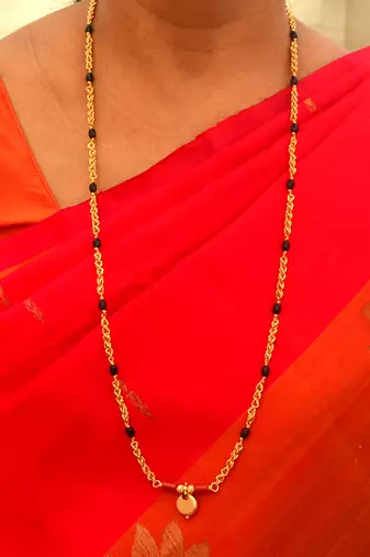 Golden and black beads mushti mangalsutra one gram gold