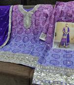 Light purple & blue green bandhani embroidered suits free size - upto 42