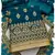 Teal Georgette Unstitched Kurta Pant Dupatta Set Golden Zari Thread Ethnic Embroidered Festive Dress Material