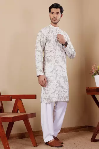 Paste green tie dye viscose mirror work kurta