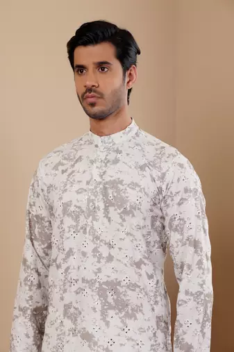 Paste green tie dye viscose mirror work kurta
