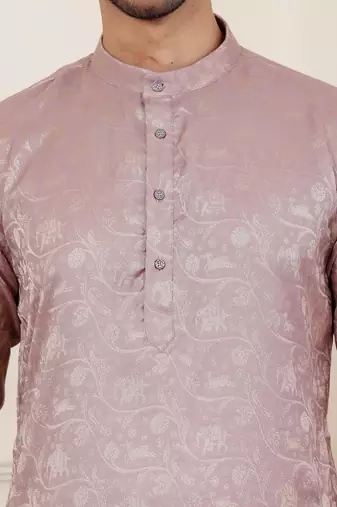 Mauve viscose jacquard kurta