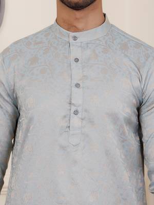 Light blue viscose jacquard kurta 5