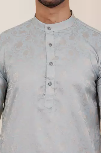 Light blue viscose jacquard kurta
