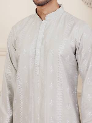Light green silk embroidered kurta set 5